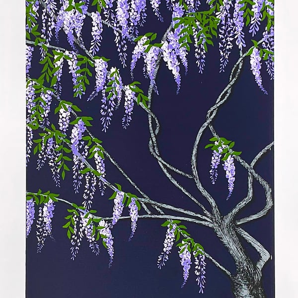 Summer Seconds Purple Wisteria Vine - original screen print