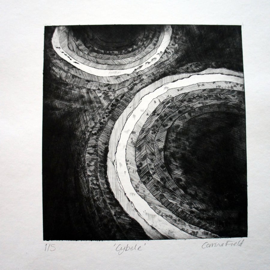 Cybele - A Unique Limited Edition Dry Point Etch Print on Watercolour Paper