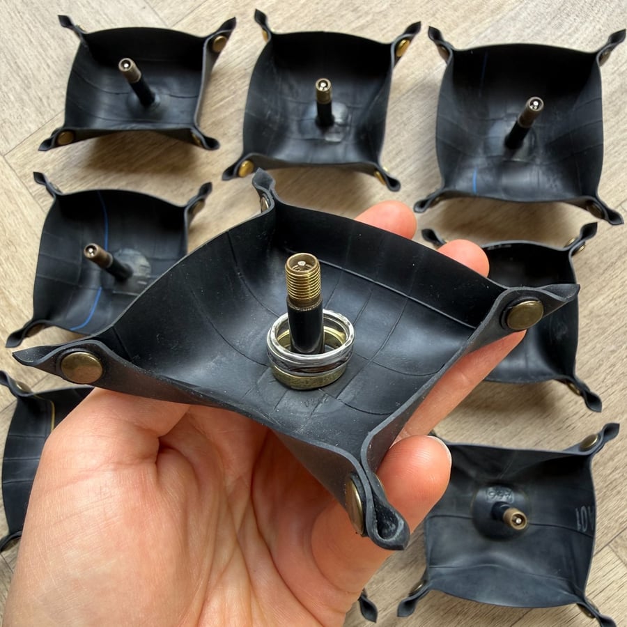 Ring Holder made from Bicycle Inner Tube with Valve - Schrader