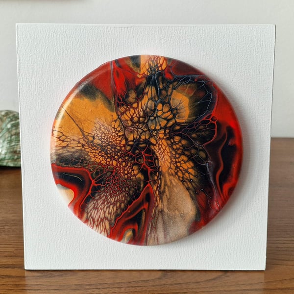 18.8cm x 18.8cm acrylic pour painting wall plaque