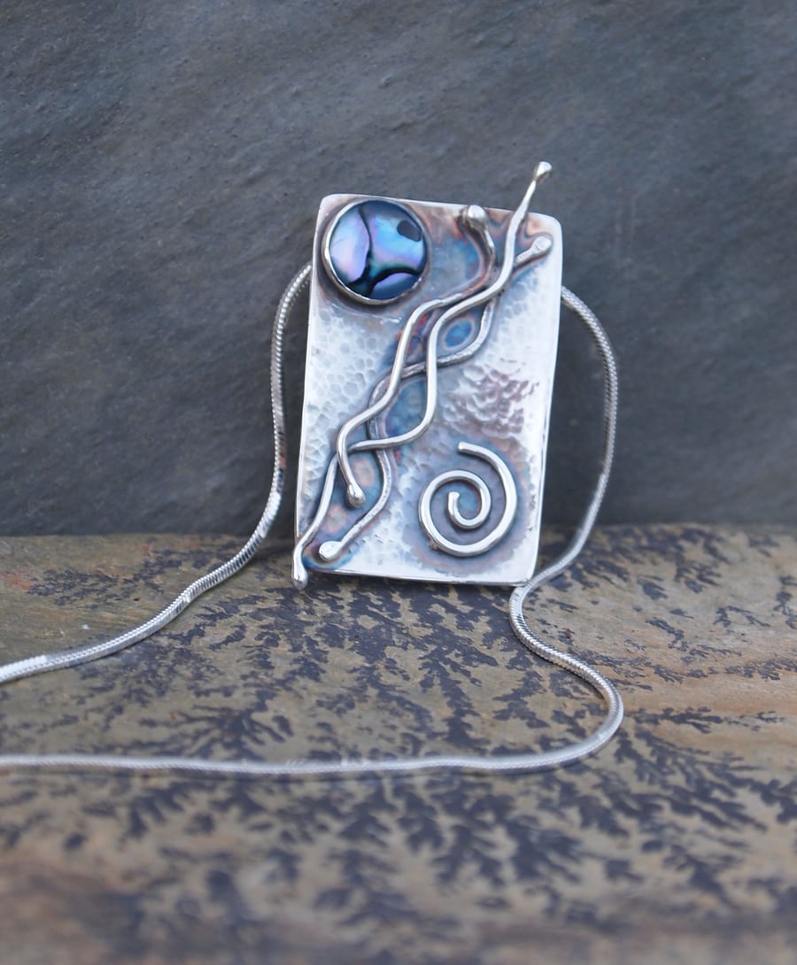 Silver brooch pendant - seascape by ARC Jewellery