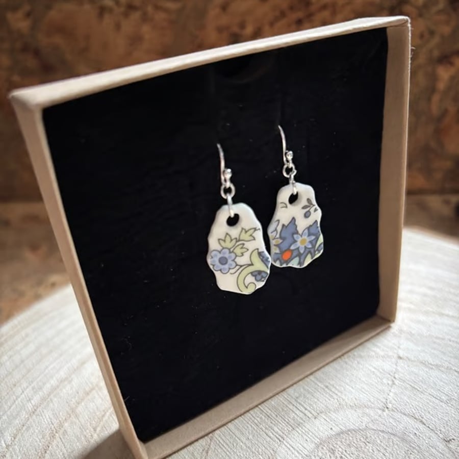 Handmade Ceramic Earrings One of a Kind Sterling Silver