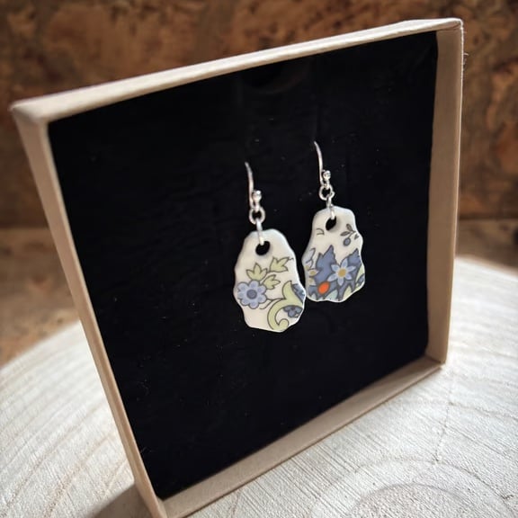 Handmade Ceramic Earrings One of a Kind Sterling Silver