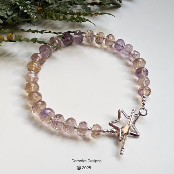 Designer 55ct Balivian Ametrine Sterling Silver Bracelet 