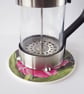 Tulip and Bracken Artwork Round Ceramic Tile Trivet with Cork Backing - Image 4