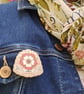 Tudor Rose Wooden Pin Badge - Folk Art History Brooch - Tudor England Wooden pin - Image 3