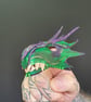 Dragon head finger puppet.  Green and purple  - Image 4