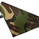 Dog bandana or neckerchief, over the collar bandana, camo design, camouflage fab