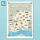 Hampshire illustrated map poster A2, New Forest