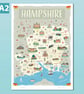 Hampshire illustrated map poster A2, New Forest - Image 1