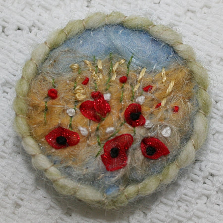 Poppies in the Harvest - Brooch