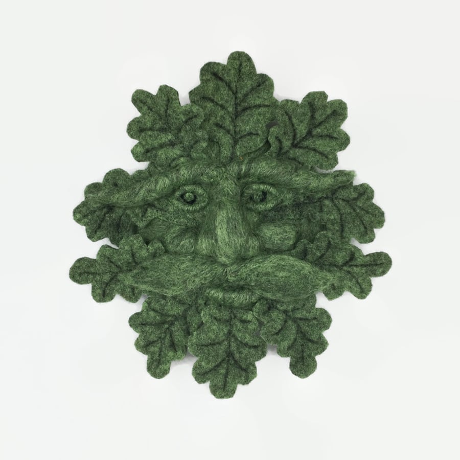 Needle felted green man wall plaque