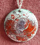 round pendant - scrolled purples and red over white - Image 2