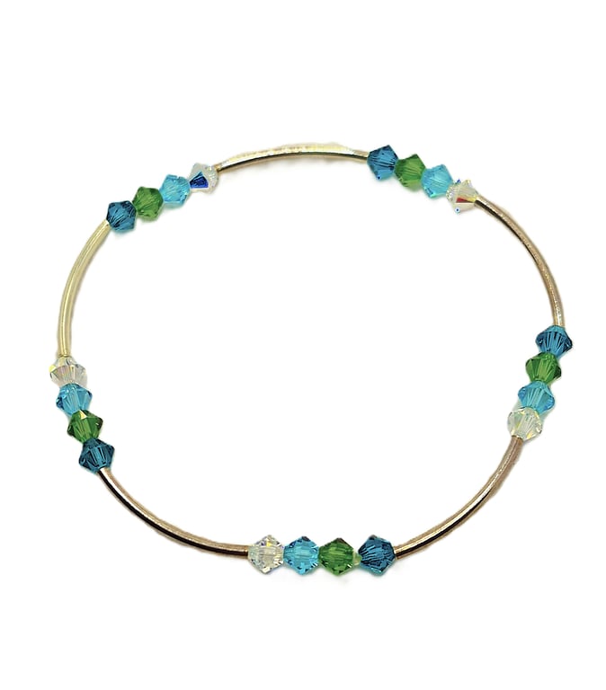 Sterling silver and Swarovski crystal bangle style stretchy bracelet