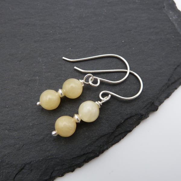 sterling silver earrings, lemon jade jewellery