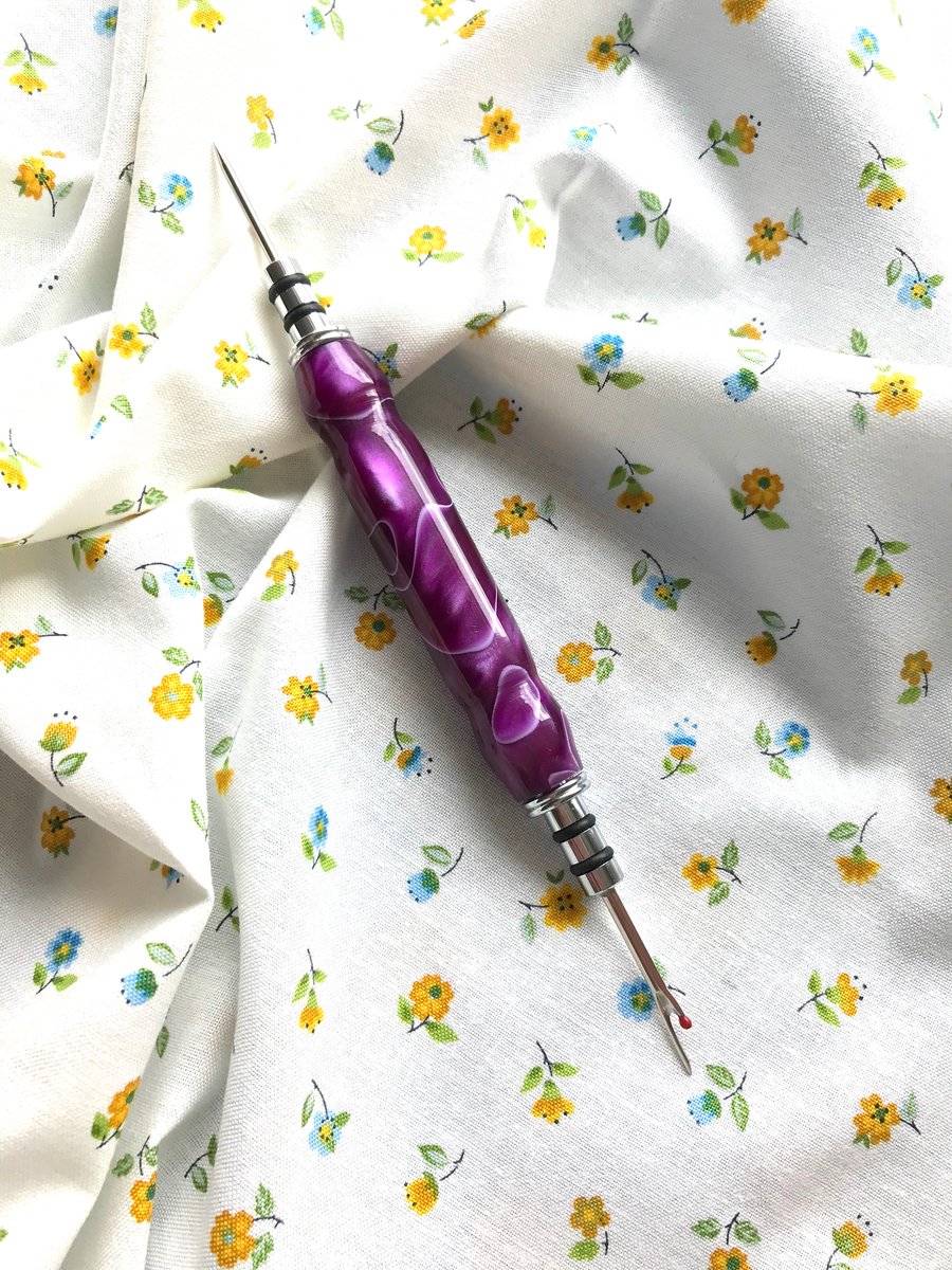 Hand-turned acrylic seam ripper with stiletto
