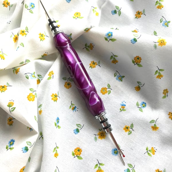 Hand-turned acrylic seam ripper with stiletto
