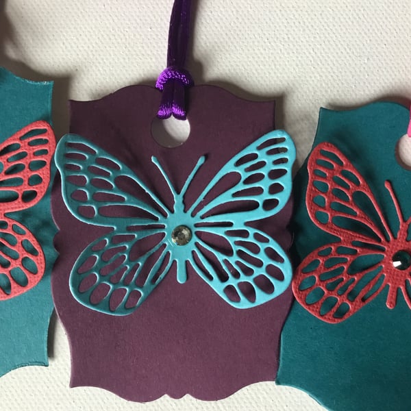 Butterfly gift tags. Set of 3 gift tags. Ref 174