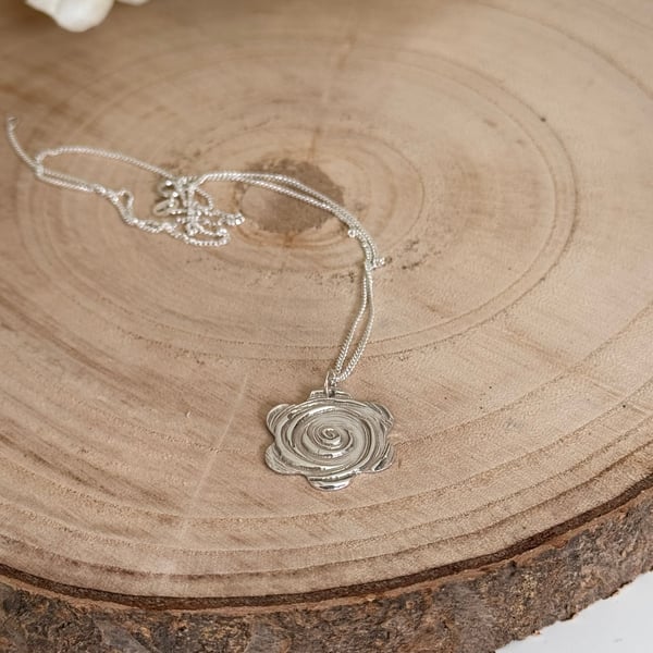 Handmade Fine Silver Flower Pendant