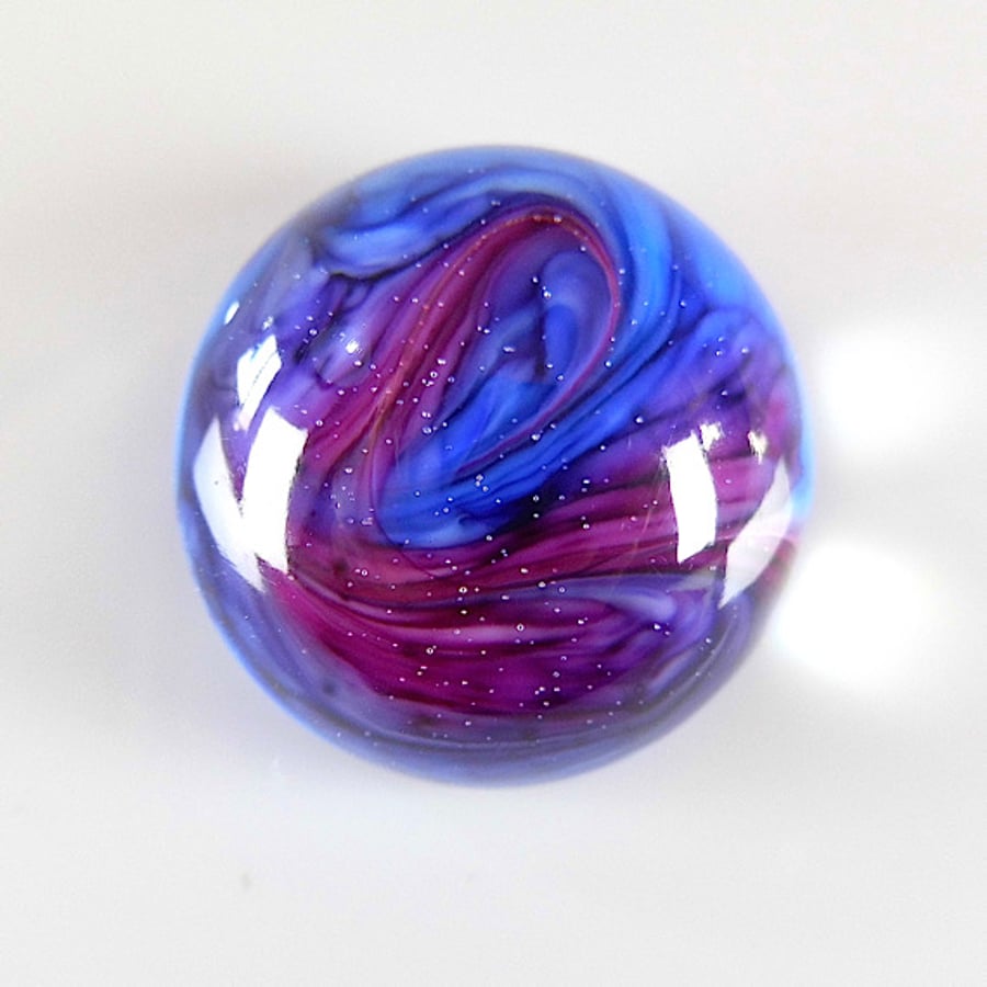 Medium Fantasy Round Cabochon in Purple& Blue, hand made cabochon
