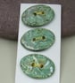 3 Medium Oval Verdigris Green Brocade Pattern Handmade Ceramic Buttons - Image 3