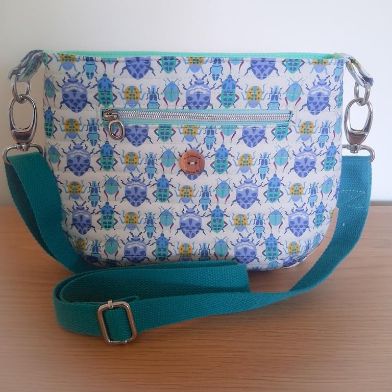 Entomology Print quilted shoulder bag