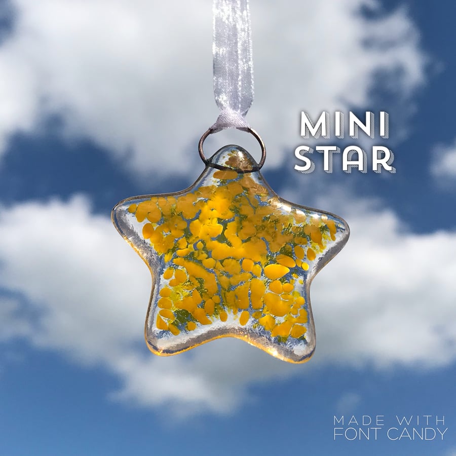 MINI Yellow Fused Glass Star