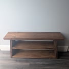Handmade Rustic Solid Wood TV Stand - Angled Console Table - Reclaimed Timber