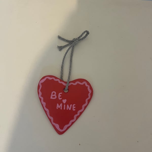 Handcrafted hanging heart decoration 