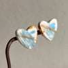 Earrings Heart Handmade Ceramic Stud earrings Sterling Silver