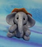 Village Elephant 'Nelson' with hat OOAK Sculpt by Ann Galvin