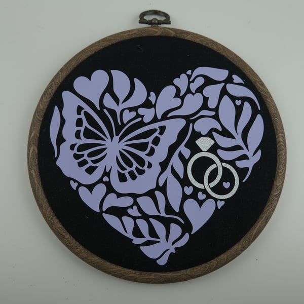 Heart Wedding Engagement Embroidery Hoop 