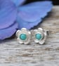 Turquoise and flower stud earrings, gemstone earrings, December birthstone