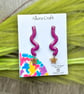 Purple Shimmer Squiggle and Star Earrings - Polymer Clay Dangles