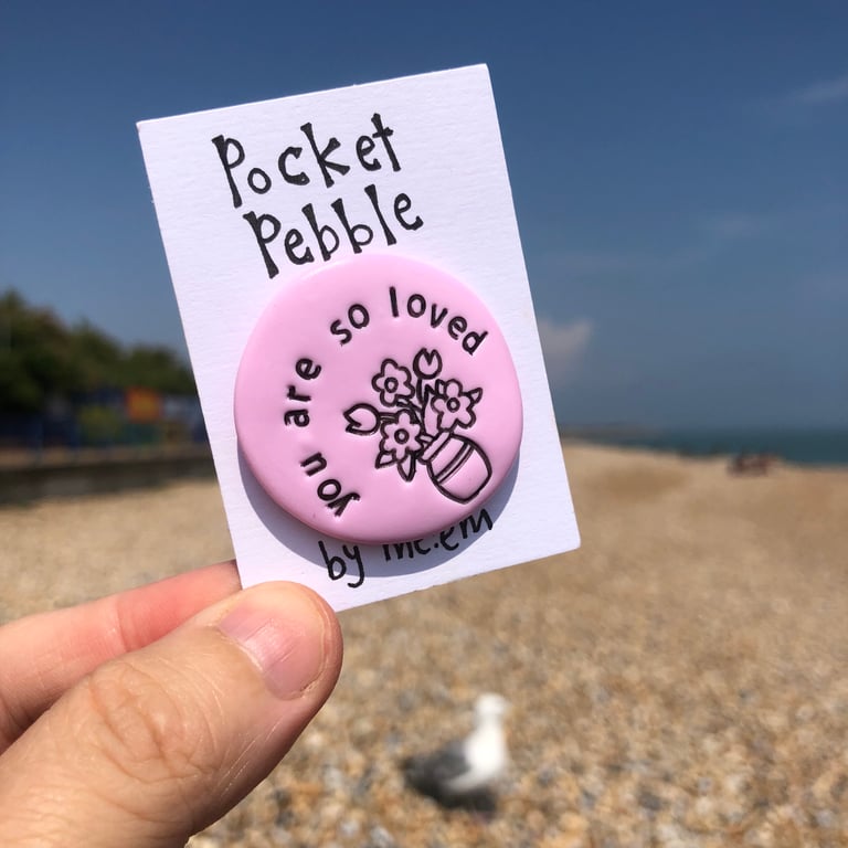 You Are So Loved Pocket Pebble Gift with Vase design