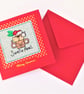 Christmas dog in a Hat cross stitch card with Holly and Berry sequin detail. - Image 2