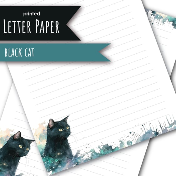 Letter Writing Paper Black Cat