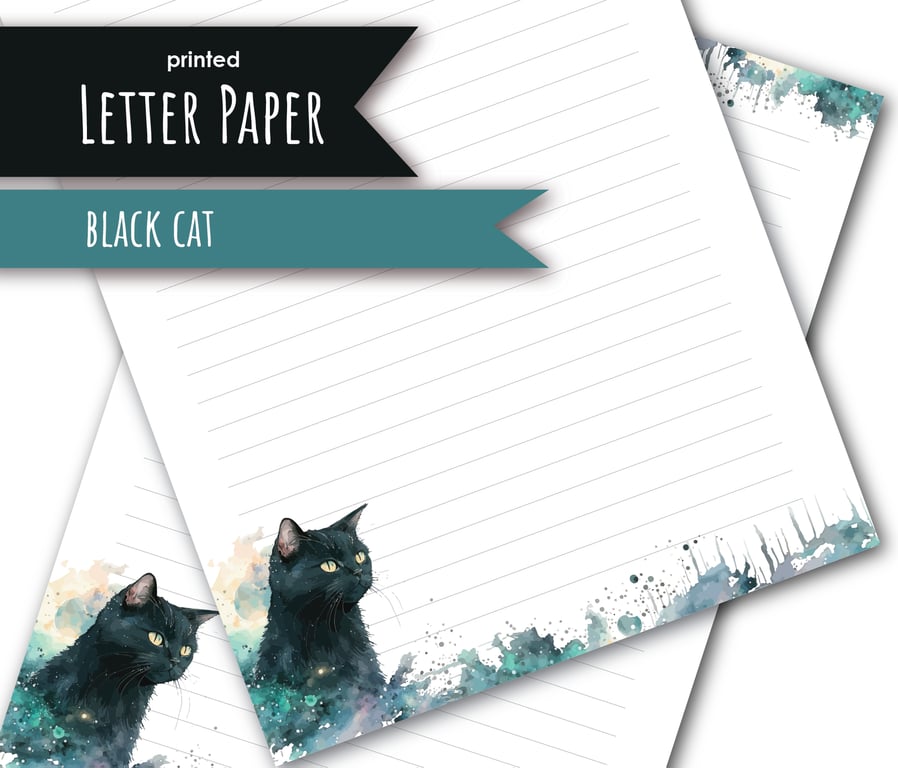 Letter Writing Paper Black Cat