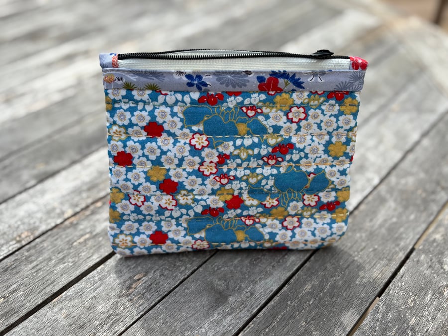 Oriental inspired fabric purse. Great makeup or cosmetic bag or pouch