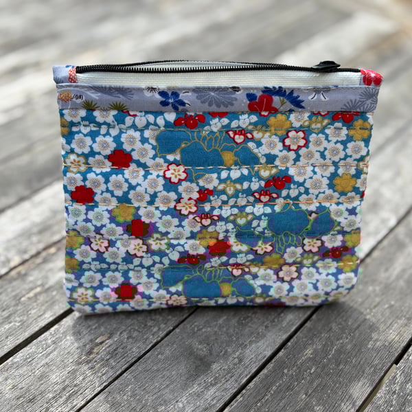 Oriental inspired fabric purse. Great makeup or cosmetic bag or pouch