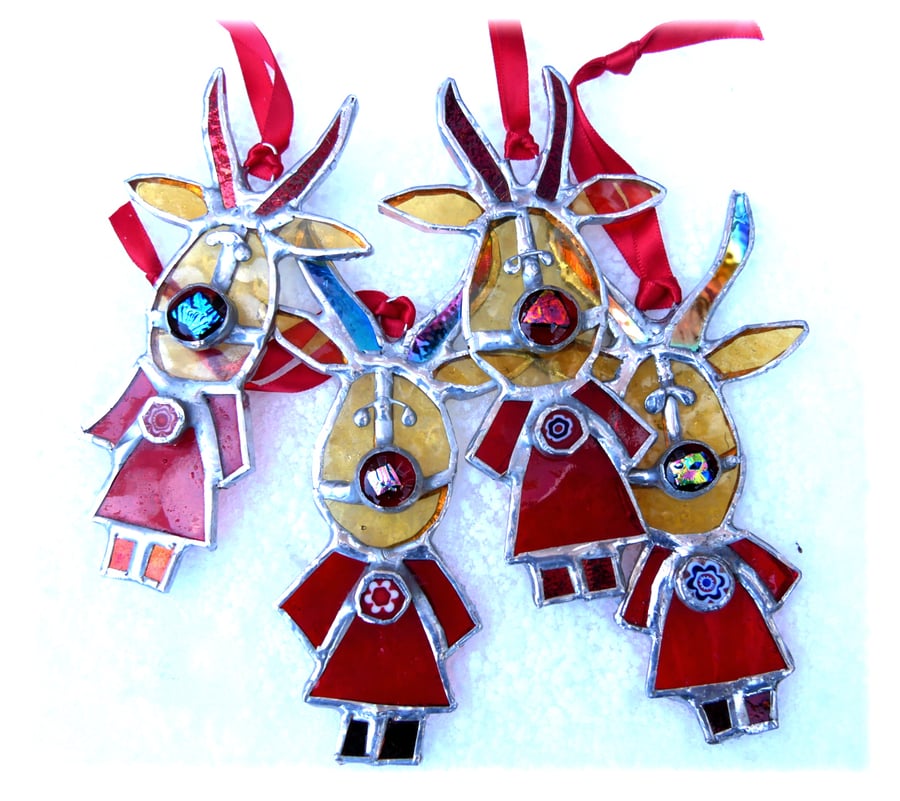 Reindeer Christmas Tree Stained Glass Xmas decoration