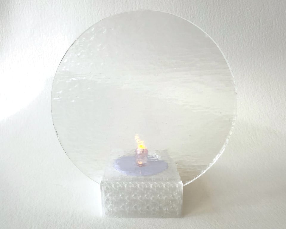 Fused glass 10cm circle display kit - frosted clear with 4mm slot