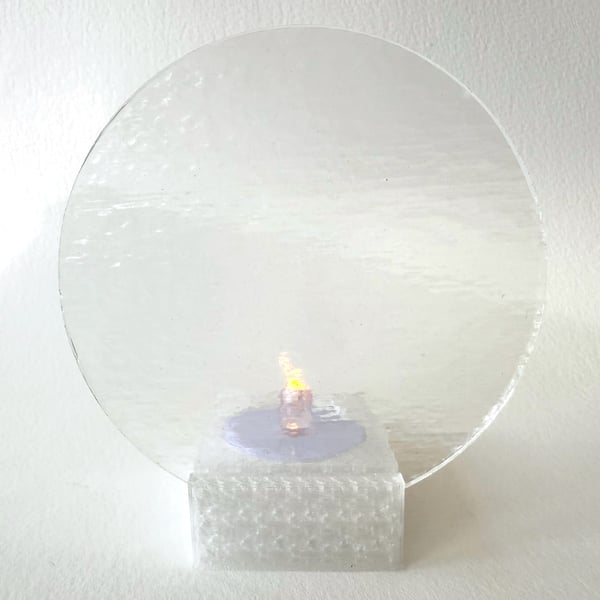 Fused glass 10cm circle display kit - frosted clear with 4mm slot