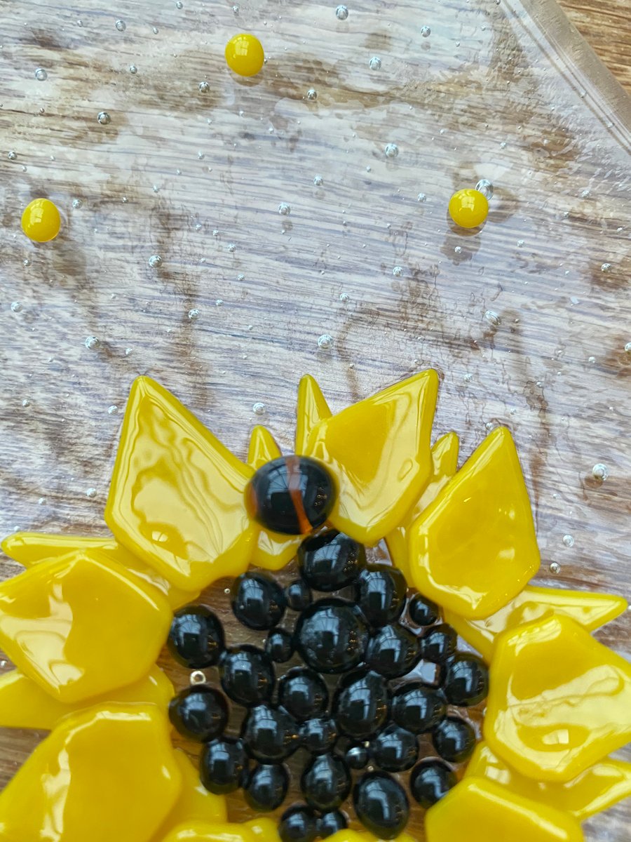 Fused glass sunflower dish