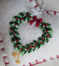 SOLD - Hand Embroidered Holly and Mistletoe Wreath Felt Christmas Decoration - Image 2