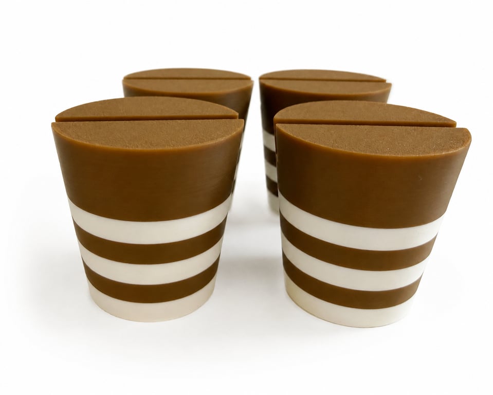 Pre-order: 4 stripey Christmas tree pots, fused glass display stands, 4mm slot