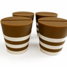 Pack of four stripy Christmas tree pots, fused glass display stands, 4mm slot
