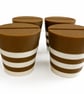 Pack of four stripy Christmas tree pots, fused glass display stands, 4mm slot