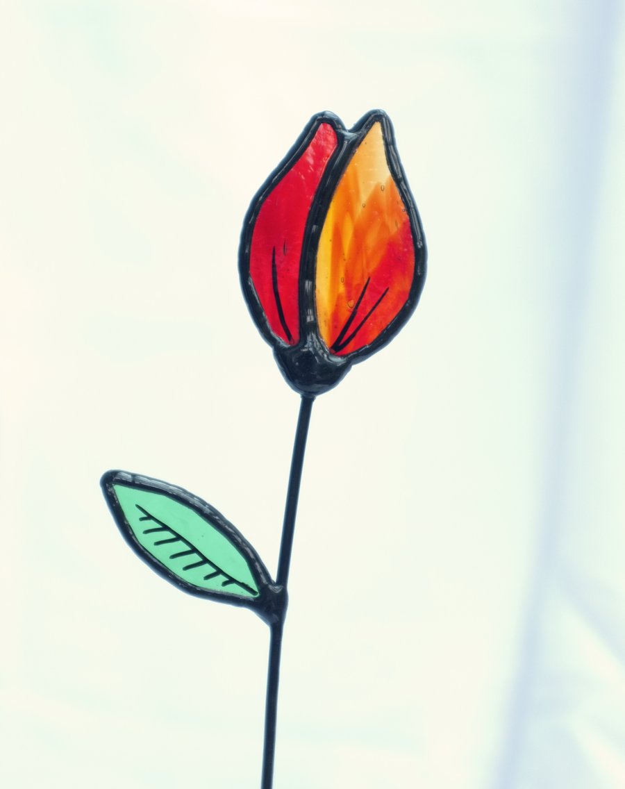 Tulip Stained Glass Flower - Handmade Gifts