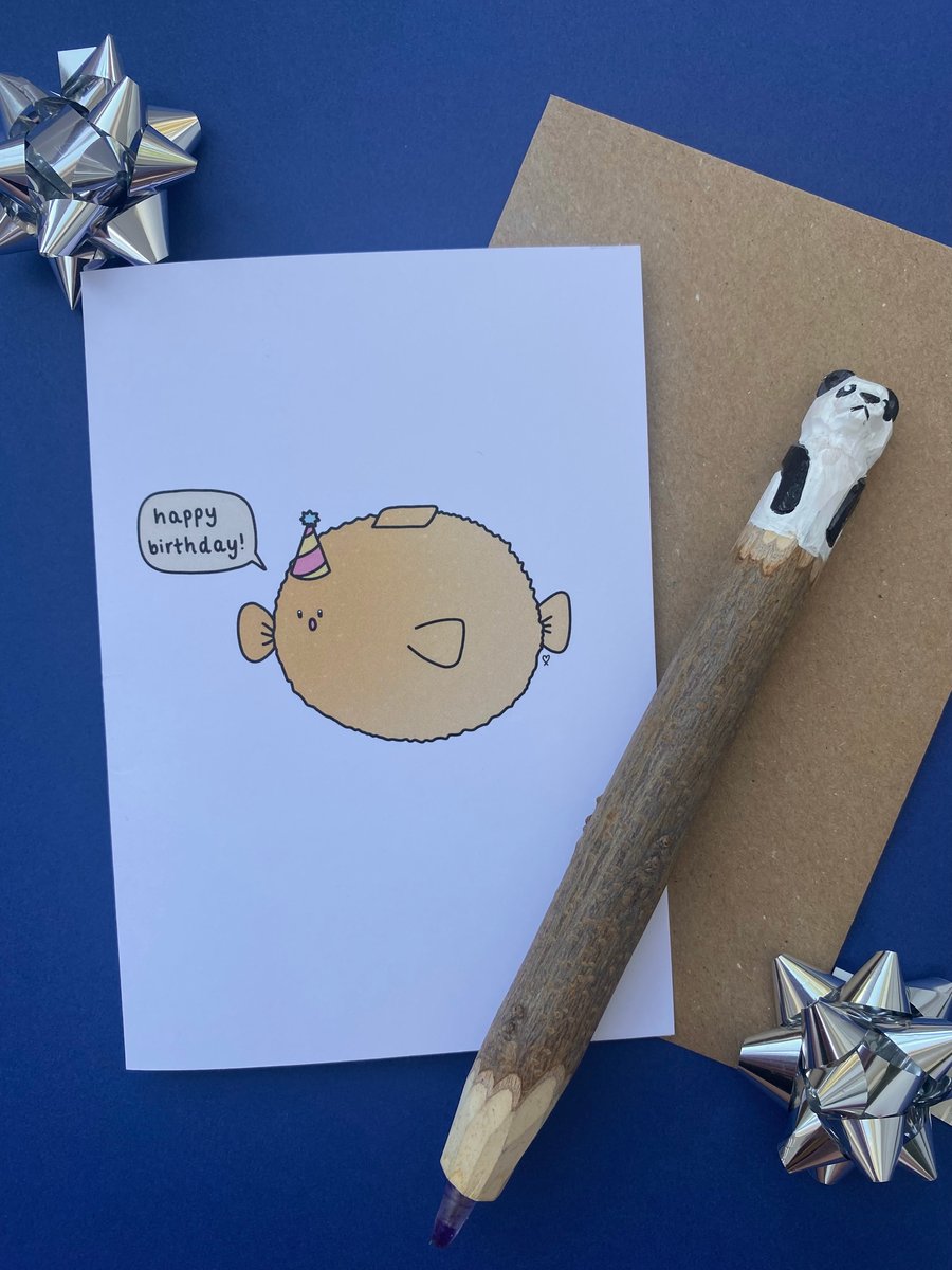 Cute Puffer Fish Birthday Card